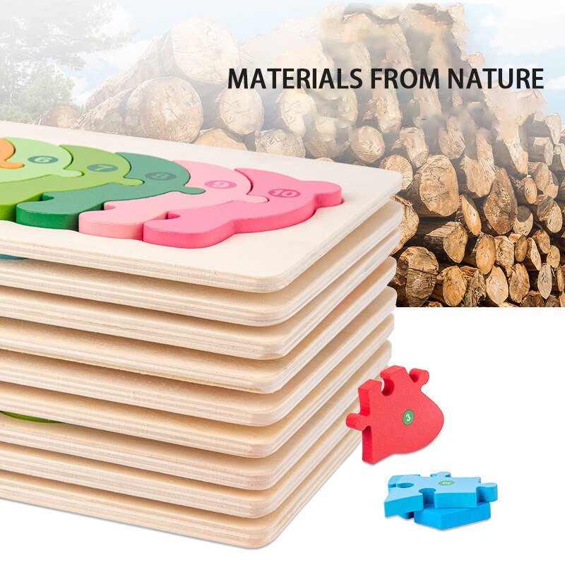 Montessori Wooden Educational Toys Children's 3D Animal Matching Puzzle Building Block Busy Board Preschool Educational Kids Toy