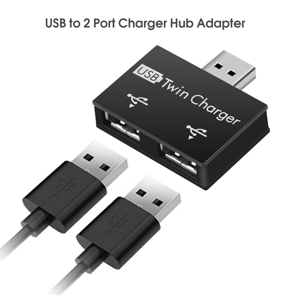 Kebidu usb 2.0 han til dobbelt oplader dual 2 port usb splitter hub adapter konverter opladning usb ledning stik til bærbar pc
