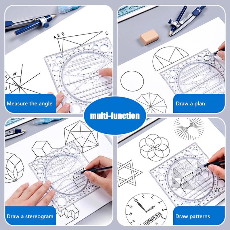 Multifunctional Drawing Ruler Resin Drawing Furniture Construction Architect Template Draft Ruler Measuring Tool