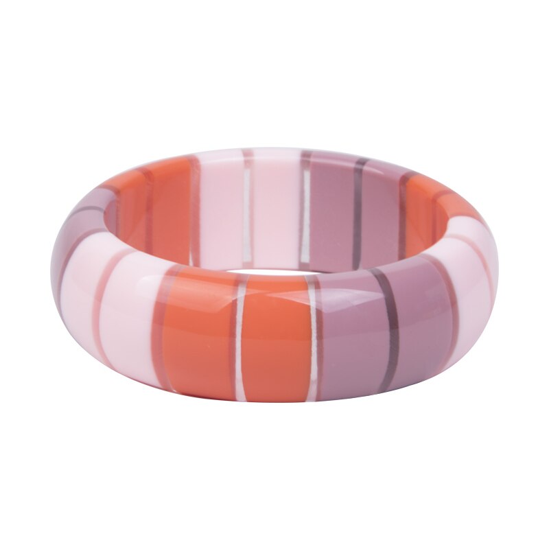 Guanlong Gradient Stripe Resin Round Bracelet Bangle 7 Color for Ladies High Street Jewelry: purple