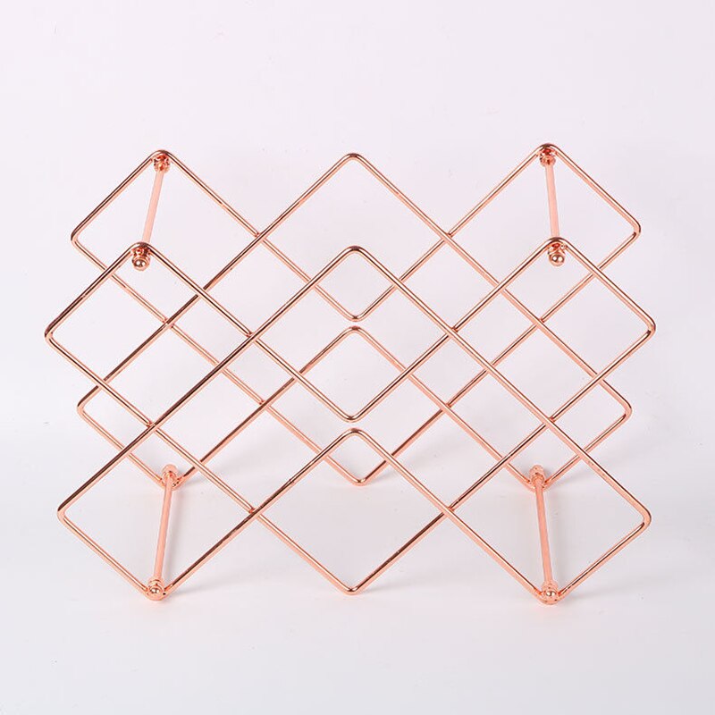 Metal vinreoler bar display rack rødvin opbevaring skab flaske skab stand holdere vinkælder opbevaring tilbehør: Rosa guld 38 x 18 x 25cm