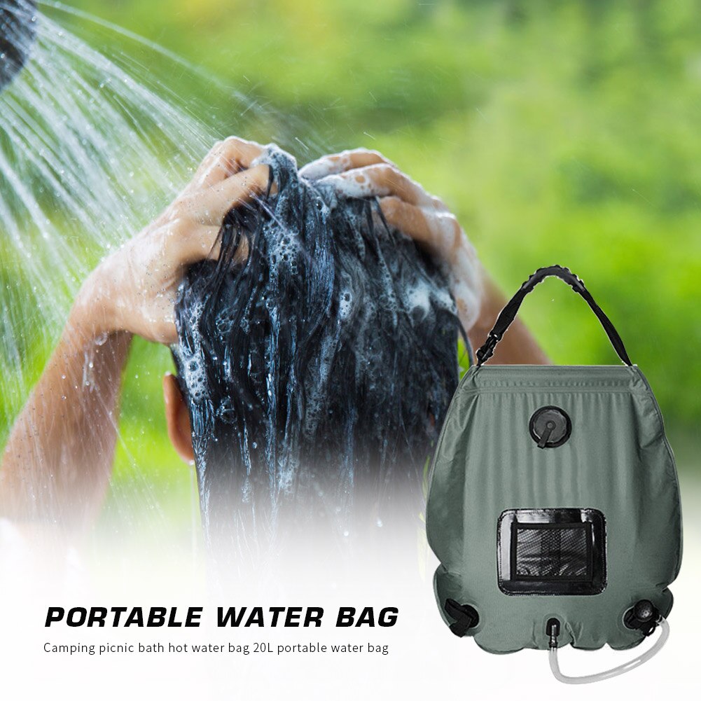 Draagbare Energie Verwarmd Baden 20L Douche Bag Opvouwbare Zonne-energie Verwarmd Camp Pvc Water Zak Outdoor Camping Wandelen Tas Bbq