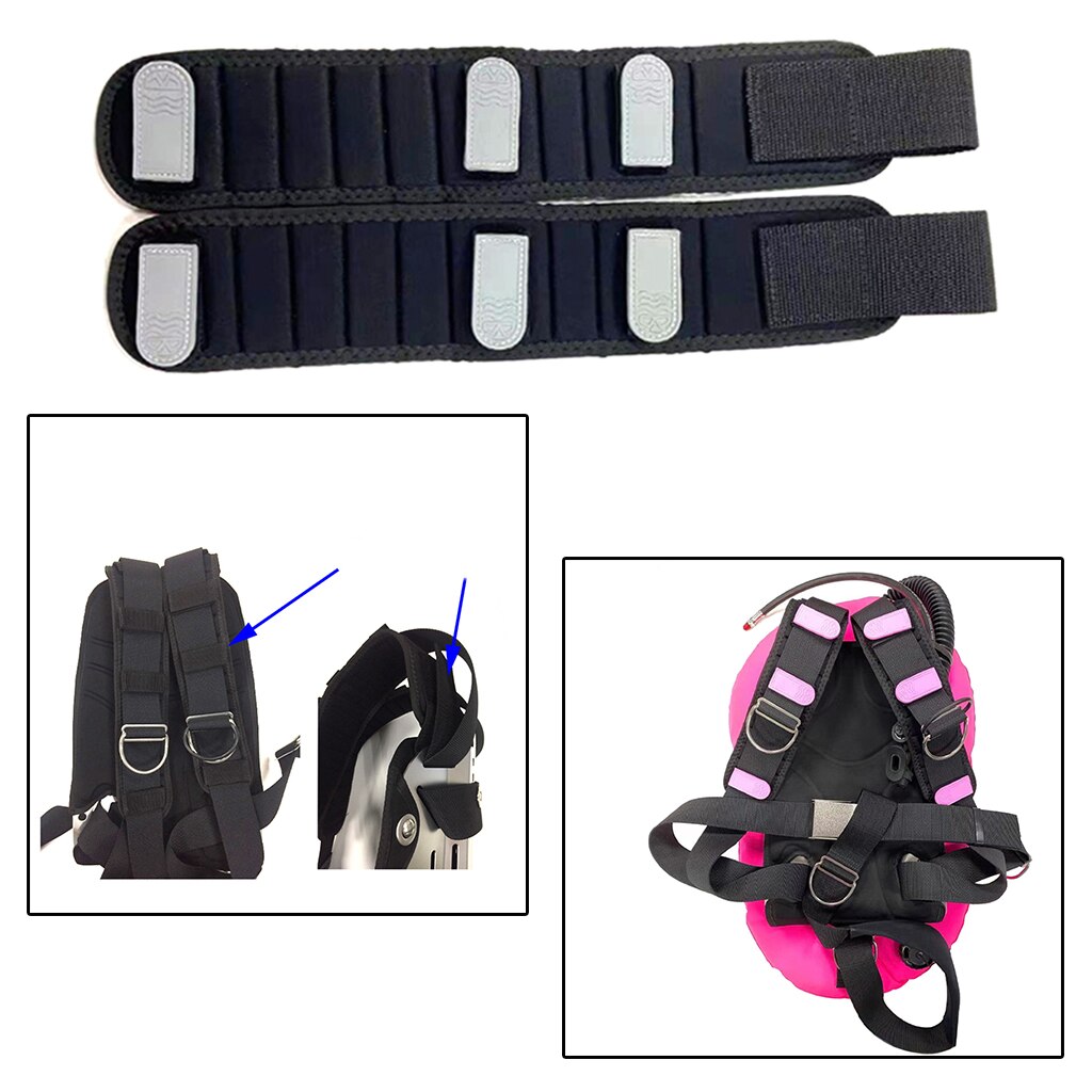 2x Shoulder Strap Pad - 38x8cm Cushioned Diving Backplate - Durable Padded Support: Gray