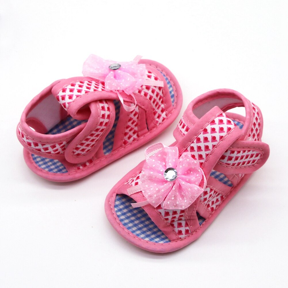 Sandales d'été en coton pour -né fille, chaussures de princesse à semelles souples, motif de fleurs creuses