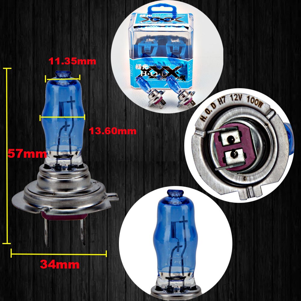Phare de voiture H7 H4 H11 H1 H3, remplacement halogène auto HOD xenon 6000K, super blanc 100W, 9005 9006