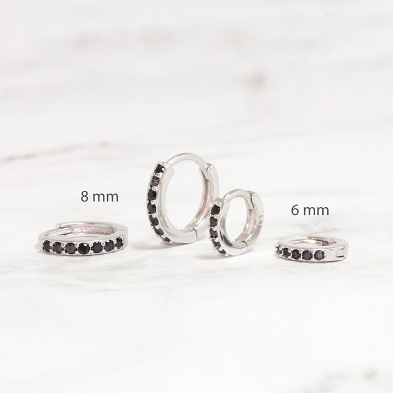 Luksus bling sort ziron 925 sterlingsølv pendientes ørebensspænde til jubilæums forlovelsesfest piercing bøjle øreringe