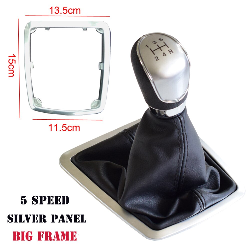 Gear Shift Knob With Dustproof Cover Drive Head Stick Shifter Handle For Ford Focus 2 MK2 FL C-MAX 2006 MK3 MK4 MK7 Galaxy: Silver-5Speed-Big