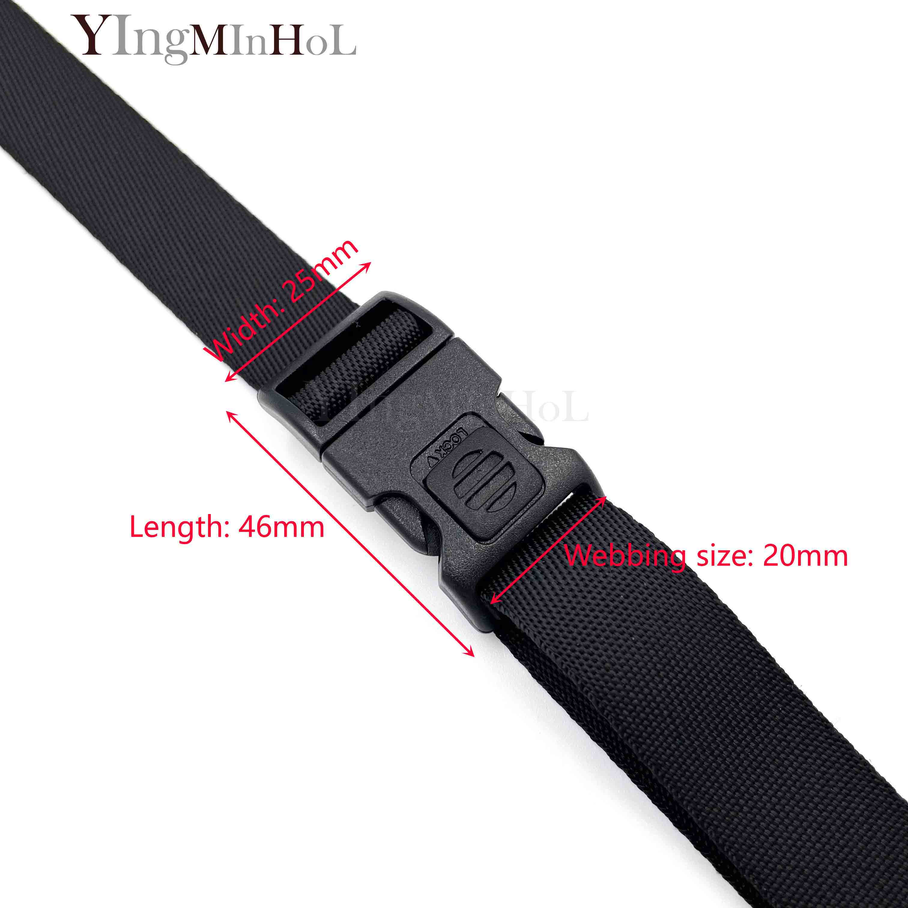 1 pz fibbia a sgancio laterale in plastica fibbie autobloccanti nere per borse da campeggio con cinturini per zaino: Webbing 20mm