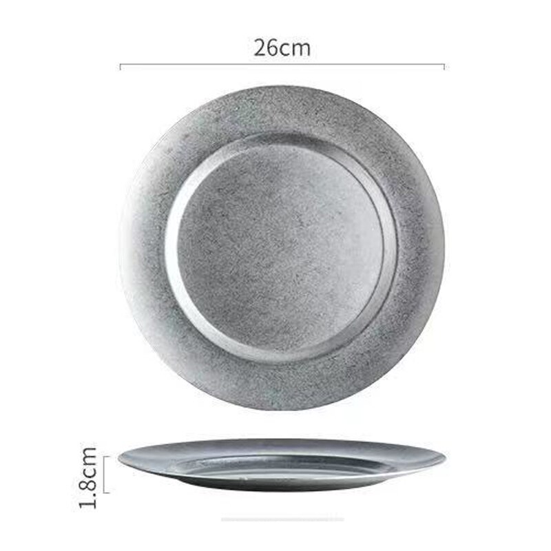 Retro Dinner Plates Serving Tray Snack Side Dishes Dessert Plate Vintage Stainless Steel Dinnerware: 10 inch