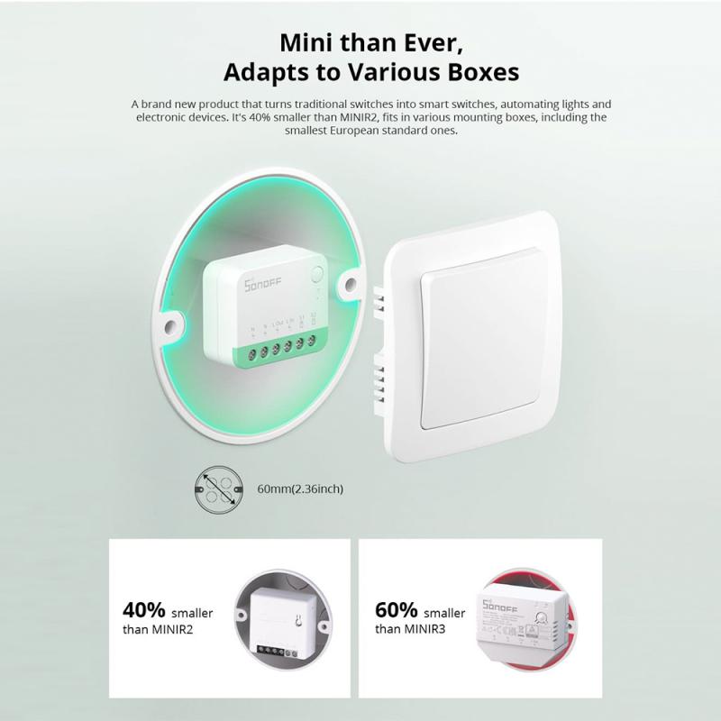 SONOFF MINIR4M Wifi interruptor inteligente Compatible con Matter controlador inalámbrico interruptor Universal a través de Alexa Google Home Control de voz