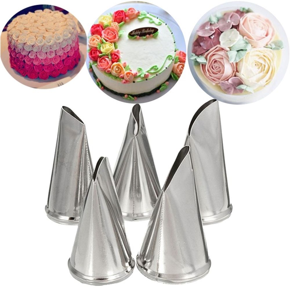 5 stks/set Icing Piping Nozzles Bloemen Rose Petal Cake Decorating Tips Russische Bakken Rvs Icing Piping Nozzles Tool