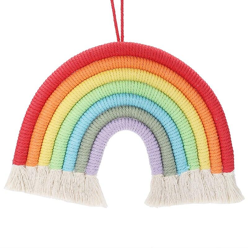 Kleurrijke Regenboog Macrame Tapestry Opknoping Geweven Macrame Tapestry Handgemaakte Woondecoratie Craft Voor Kinderen Room Decor