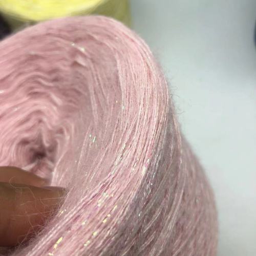 Cachemir de estambre y seda brillante, hilo de Mohair hecho a mano, suéter, abrigo Flash, paquete de Material de bufanda súper suave, 250G por grupo: pink Bright silk