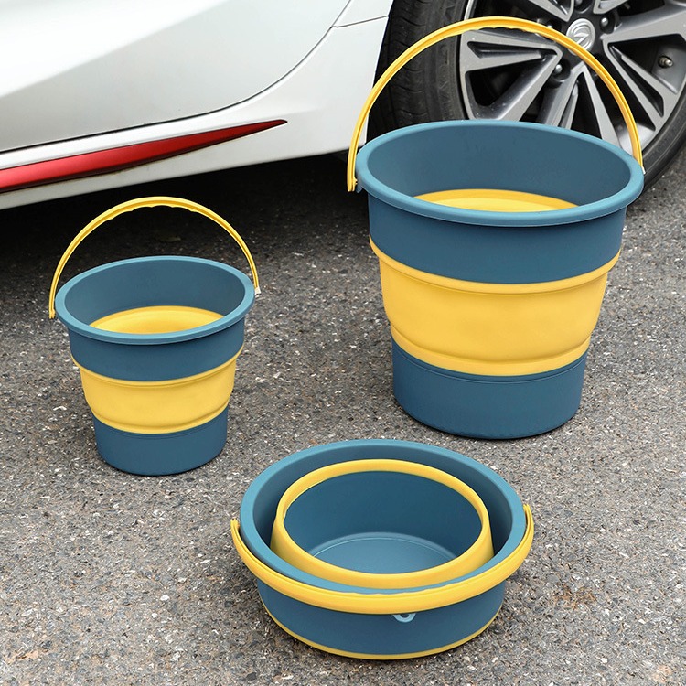 5/10L/17L Portable Folding Bucket for Washing Outdoor Foldable Basin Silicone Water Bucket Camping Space Saving Car Wash Buckets