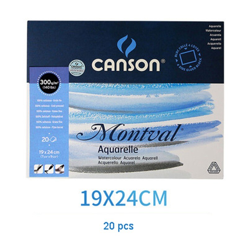 Canson 300g/m2 Aquarelle malarstwo akwarela papier 8K/16K/32K 20 arkuszy ręcznie malowane farby akwarela książka Podkładka dostaw sztuki: 19x24cm 20 sheet
