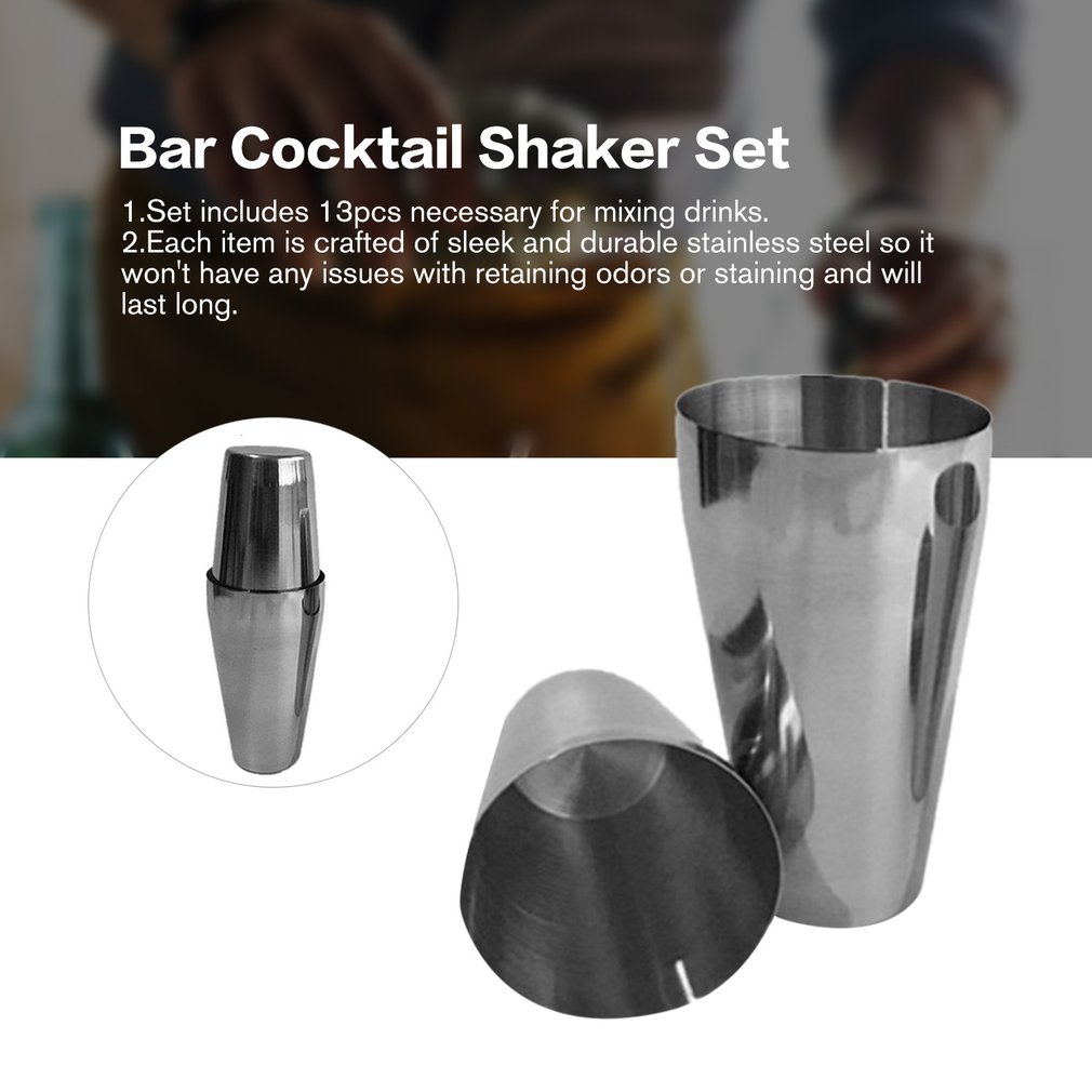 13pcs Stainless Steel Cocktail Shaker Mixer Wine Martini Boston Shaker Set Barware Kit For Bartender Drink Party Bar Tools