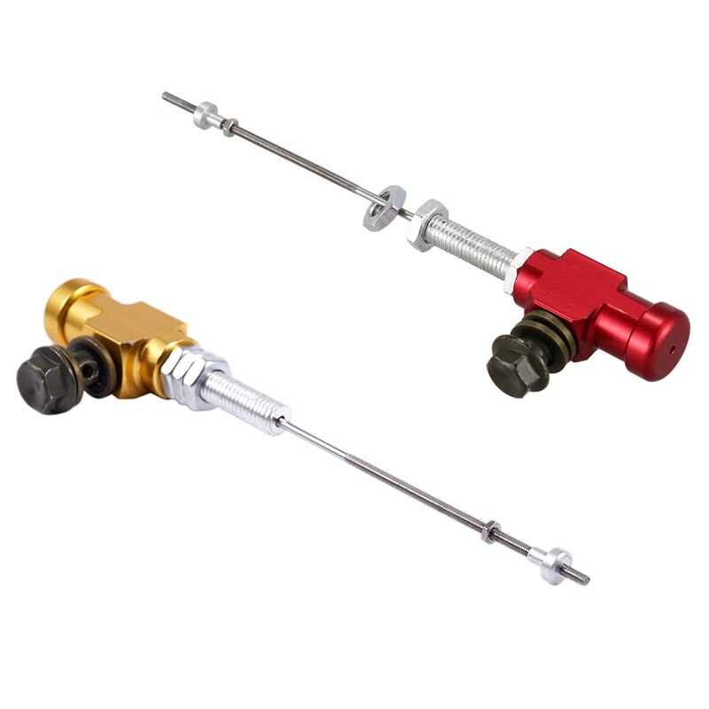 2 stk motorcykel hydraulisk kobling hovedcylinderstangbremsepumpe  m10 x 1.25mm aluminium - guld & rød