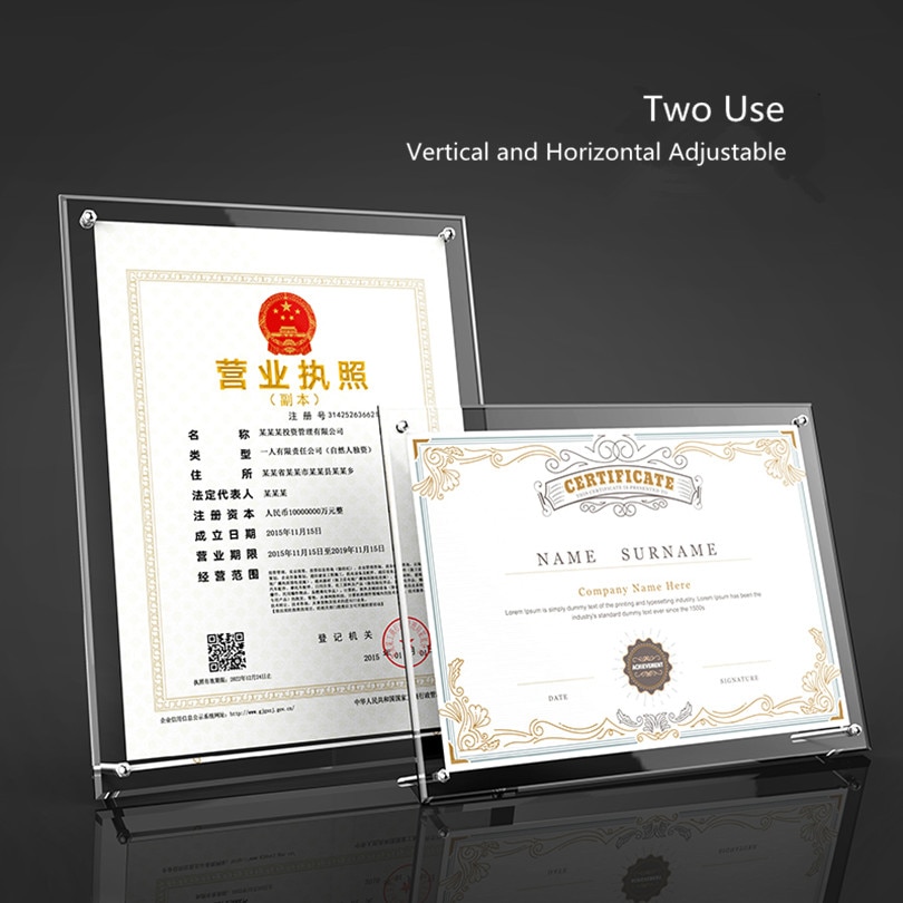 A5 Vertical and Horizontal Two Use Acrylic Table Menu Stand Slant Back Brochure poster Sign Holder Stand Frame