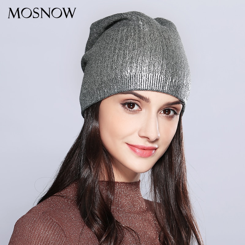 Vrouwen Hoeden Shining Wol Gebreide Herfst Winter Brand Hoed Vrouwelijke Skullies Mutsen Bonnet # MZ715