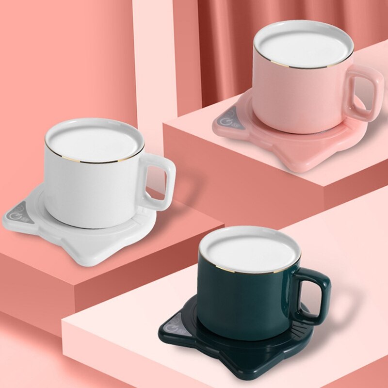 Cute Coffee Mug Warmer Pad & Cups Electric Power Cup Warmer Heating Pad
