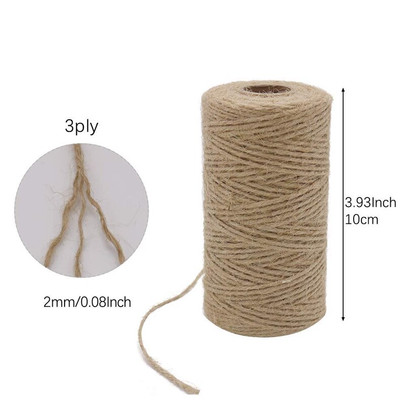 2pcs x 333 feet 2mm 3Ply jute twine, package tied with twine, natural brown winding garden, , crafts rope