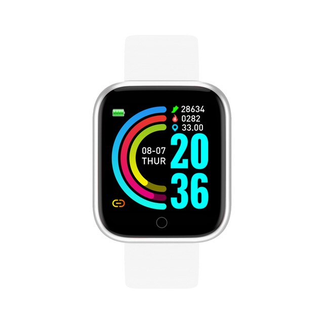 2022 d20 smartwatches für damen und herren  y68 fitness-tracker mit herzfrequenzmesser und blutdruckmessung für android und ios: Weiß