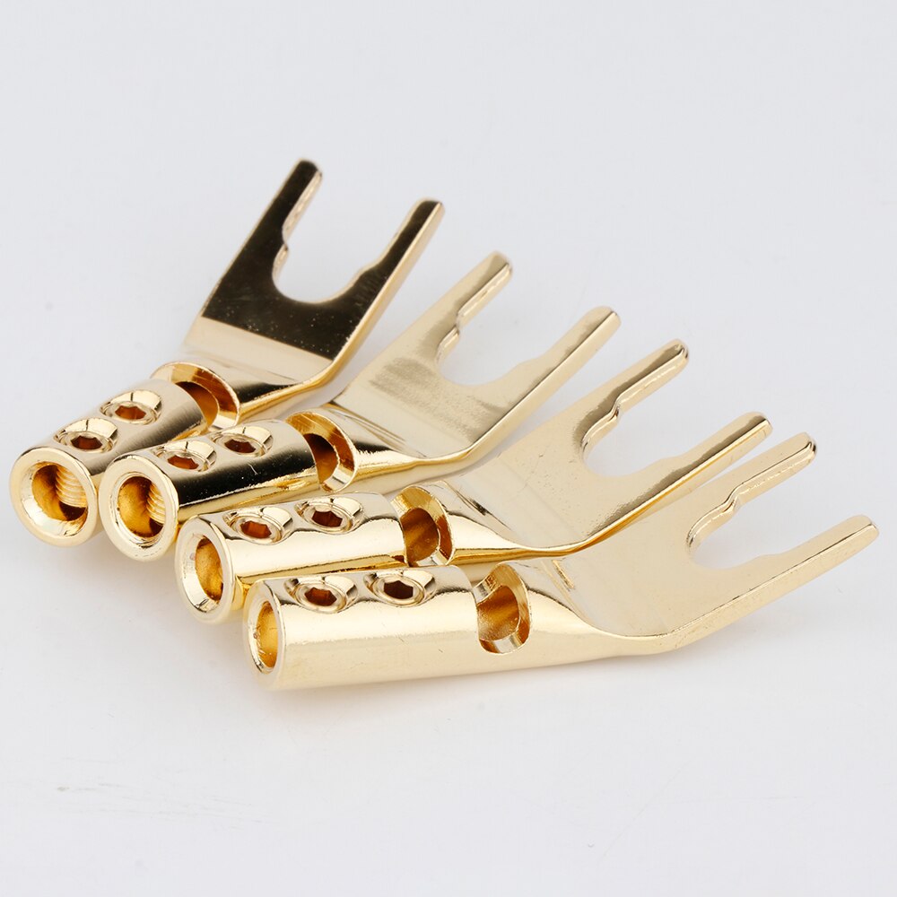 8Pcs Hifi Audio Vergulde Y Spade Connector Plug Zuiver Koper/Zilver/Rhodium Plated Vork Kabel Connectors plug Luidsprekerkabel
