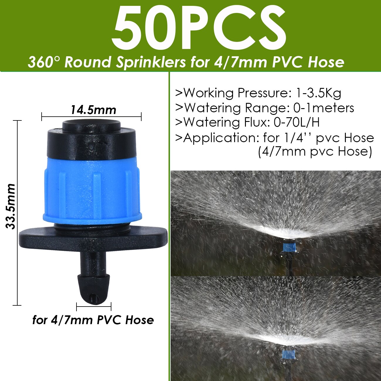 Ogród 4/7mm nawadniania kropelkowego Dripper obrotowy dysza rozpylać podlewanie zraszacz emitery dla 1/4w króciec robić węża złącza szklarnia: KSL01-157-50szt