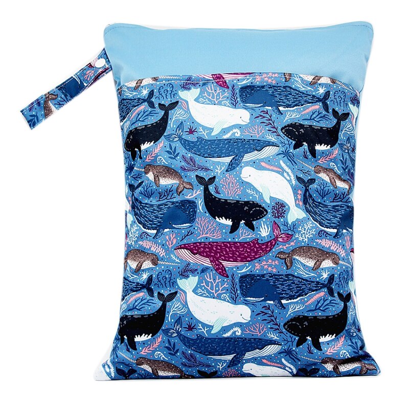 Diaper Storage Bag Waterproof Baby Carriage Storage Hanging Bag Portable Cute Print Double Zipper Diaper Stackers Pocket: 13