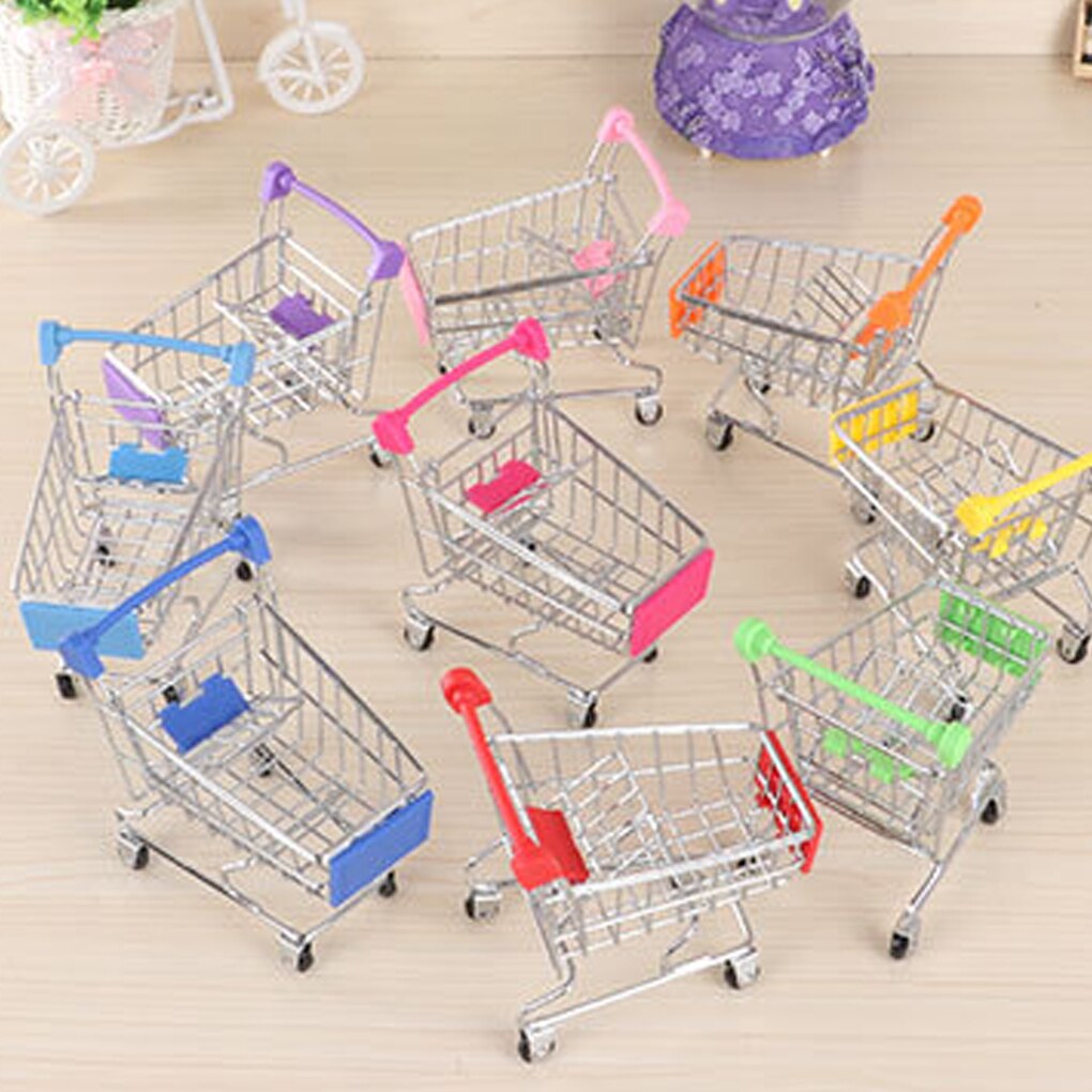 Baby Kids Simulation Mini Shopping Cart Toys Handcart Supermarket Storage Basket Trolley Toy