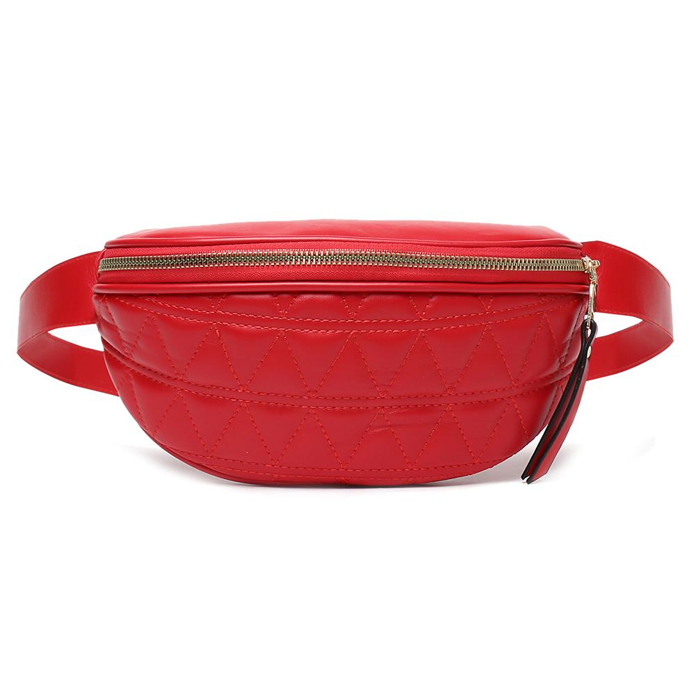 Nouvelle sacs à main couleur unie Fanny poitrine Pack en cuir taille pochette femmes épaule sac à bandoulière pour la randonnée et le voyage: Rouge