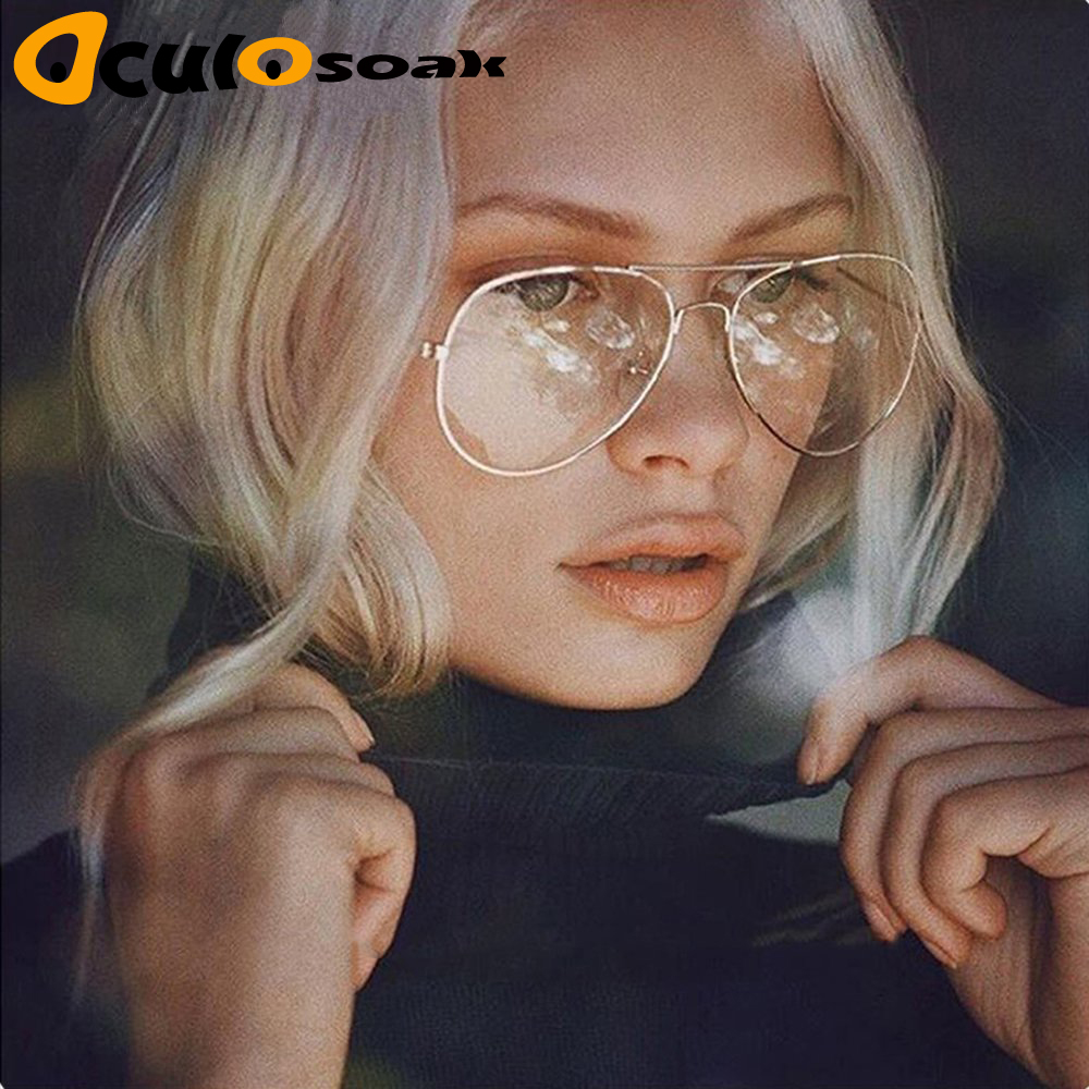 Classic Clear Glazen Goud Frame Vintage Zonnebril Vrouwen Mannen Optische Luchtvaart Brillen Transparant Clear Oculos De Grau