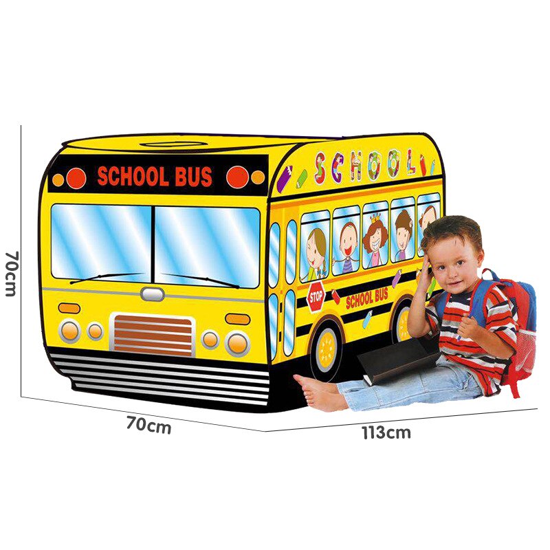 Kids Children Tent Pop Up Play Tent Toy Outdoor Foldable Playhouse Fire Truck Police Car Game House Bus Tent Game for Kids: Yellow