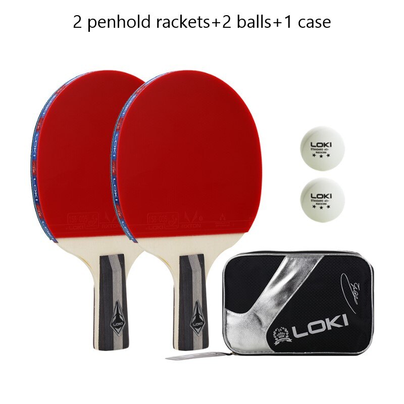 2 Stck Tischtennis Schläger Pickel-in Griff Leistungsstarke Klingeln Pong Schläger 5 Lage Holz Klinge mit Gute Kontrolle loki C3000: 2 S