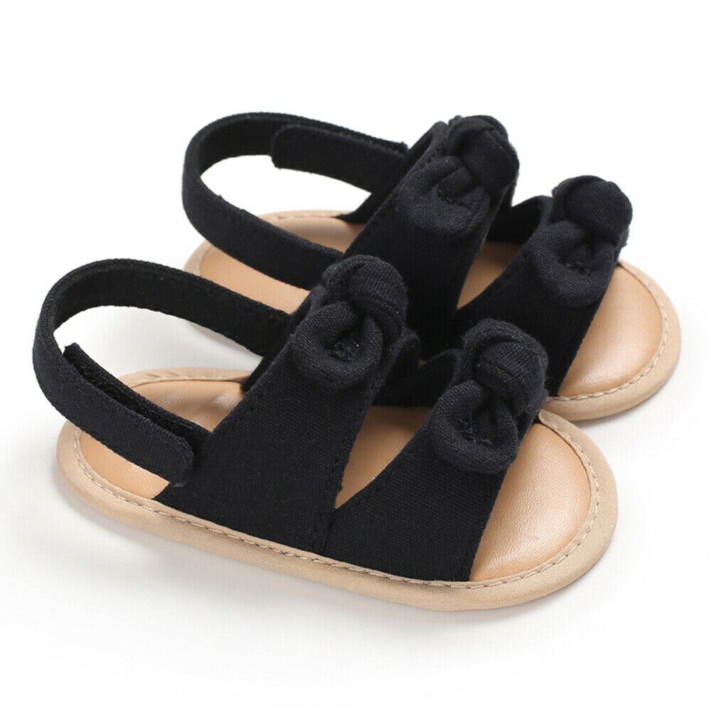 Baby Baby Meisje Zachte Zool Sandalen Schoenen 0-12Month Peuter Zomer Schoenen Boog-Knoop Sandaal: Black / 12
