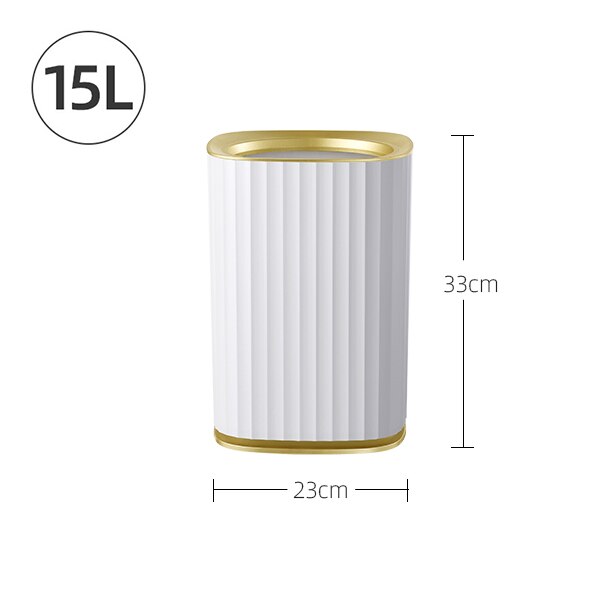 Gouden Luxe Prullenbak Voor Keuken Zonder Deksel Vuilnis Tin Bin Voor Badkamer 9L/12L/15L: 15L Golden