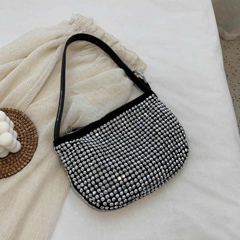 Diamant tote bøtteveske sommer høy pu lær dameveske kjede skulder messenger bag reiseveske: Stil 1 sølv