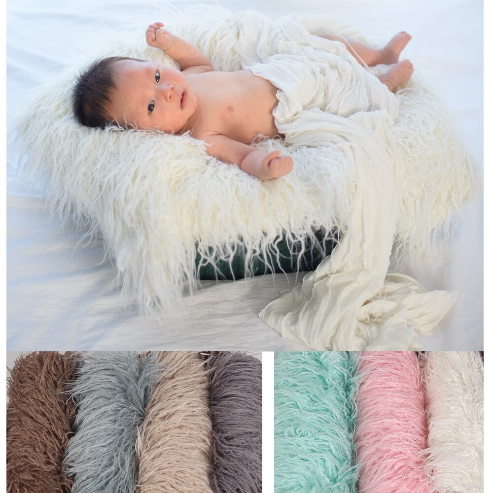 Neugeborenen Hintergrund Faux Pelz Flokati Teppich Decke Kleinkind Studio Schießen Zubehör Baby Fotografie Requisiten Korb Füller Posiert matt