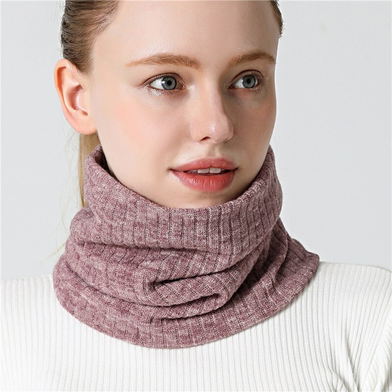 Unisex Winter Scarf Knit Solid Women Ring Neck Scarves Thick Fur Bandana Cotton Men Outdoor Warm Soft Collar Wraps