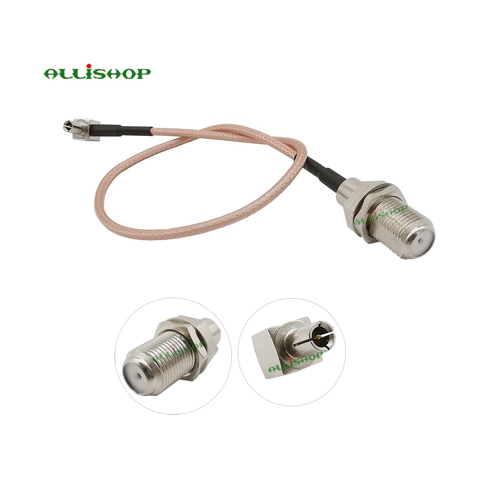 F hunstik til  ts9 hanstik retvinklet stik  rg316 koaksialkabel pigtailantenne  ts9- f adapter 10cm-1m