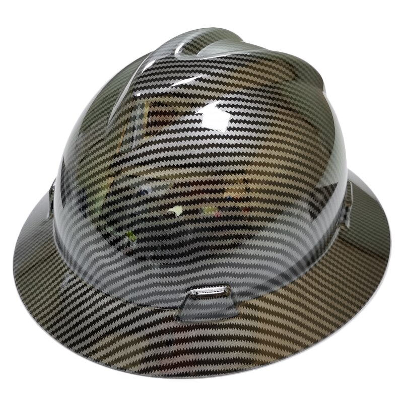 DARLINGWELL Full Brim Hard Hat Construction Safety Helmet Carbon Fiber Pattern Working Railway Metallurgy Mine Cap: bright black