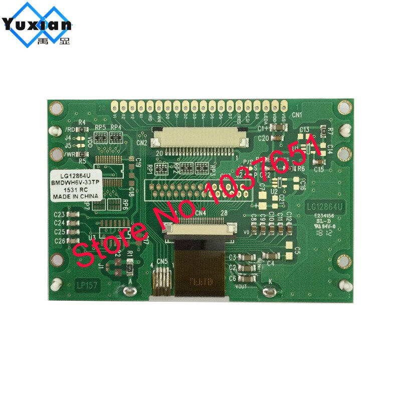 lcd module 12864 cog Graphic display 72x39mm ST7565P parallel serial SPI 3.3V 5v blue white and black touch screen LG12864U