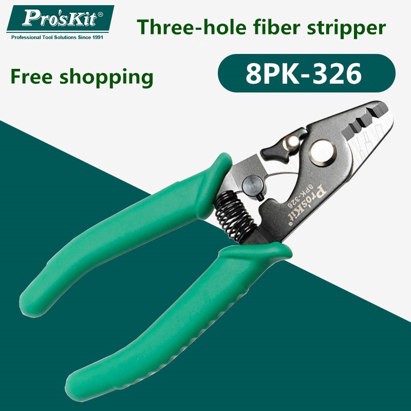 Proskit 8PK-326 Klem Fiber Striptang 8PK-326 Tri-Hole Fiber Optic Stripper 8PK-326 Ftth Fiber Draad Stripper 1Pcs