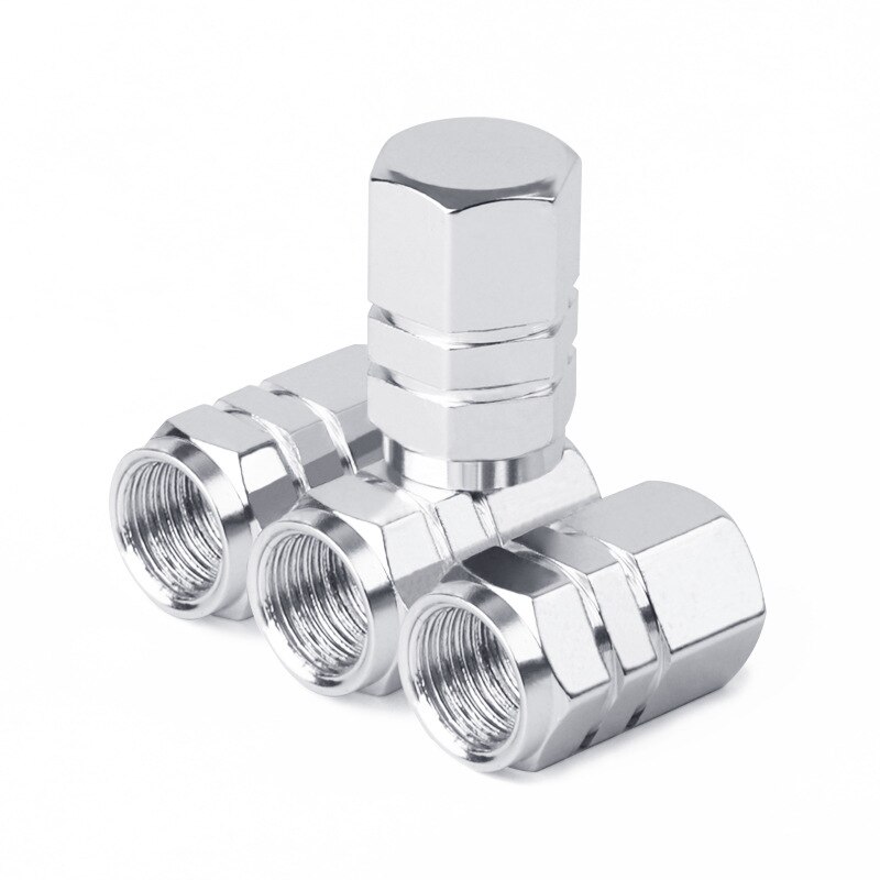 4PCS Aluminum Alloy Schrader Valve Caps Tire Valve Stem Covers for Cars Motorcycles Trucks Bikes Bicycle Accessories: TYPE B - Silver