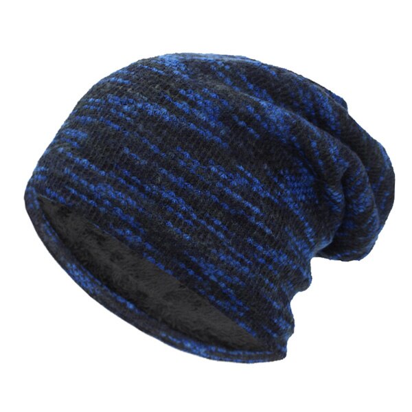 Aetrue strikket hat kvinder skullies beanies vinter hatte til mænd motorhjelm stribede hætter varm baggy blød kvindelig uld mandlig beanie hat: Blå