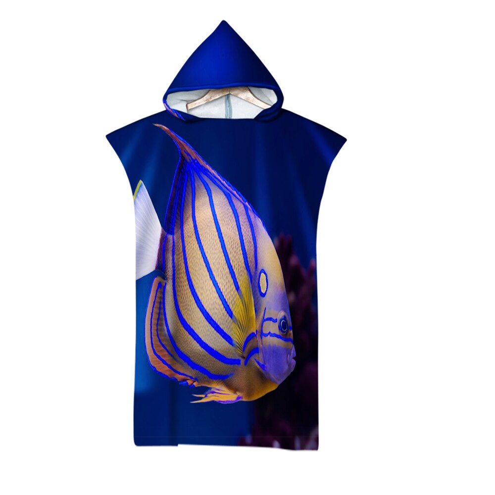 Blue Marine Leven Kleurrijke Vis Oceaan Afdrukken Microfiber Strand Poncho Handdoek Volwassenen Zachte Hooded Badhanddoeken: 4