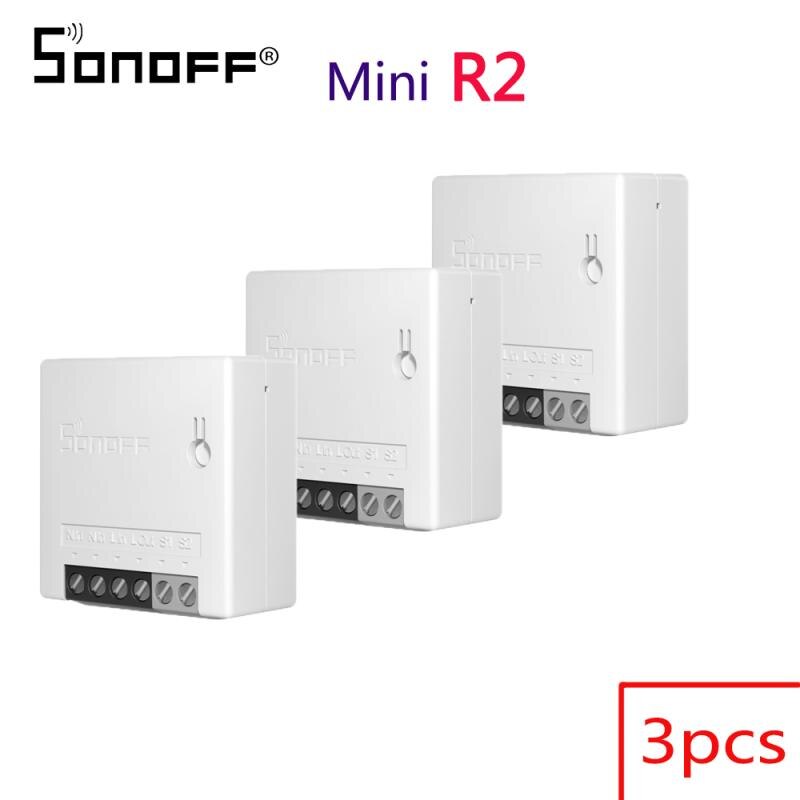 Sonoff Mini R2 Smart Wifi Schakelaar Thuis Diy Kleine Twee Manier Lichtschakelaars Timer Afstandsbediening Werkt Met Alexa Google thuis Ewelink: 3PCS