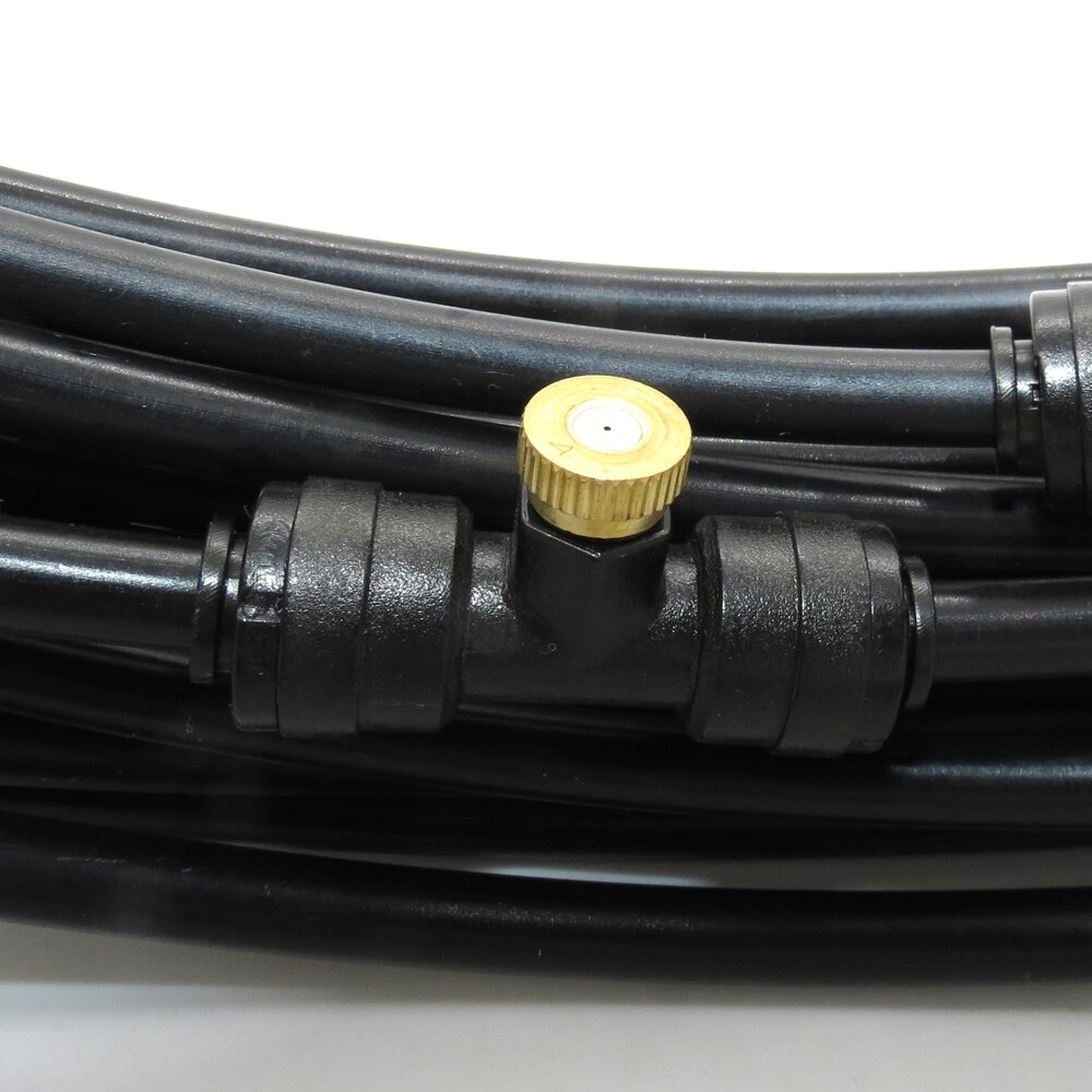 Brass Atomizing Nozzles 1/4 Inch Sliding Lock Tee Connector Garden Spray Nozzle Kit For Outdoor Patio Atomization Cooling System