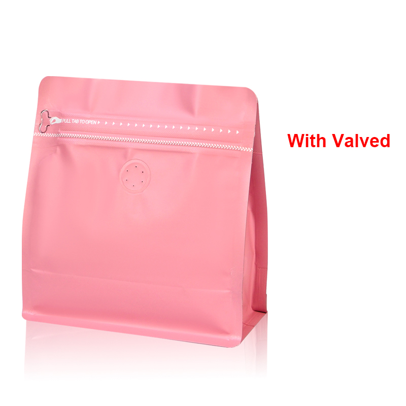 Lot de 20 sacs à café à valve épaisse, emballage de stockage de thé à domicile refermable, fermeture à glissière, sac debout en papier d'aluminium: L / Rose