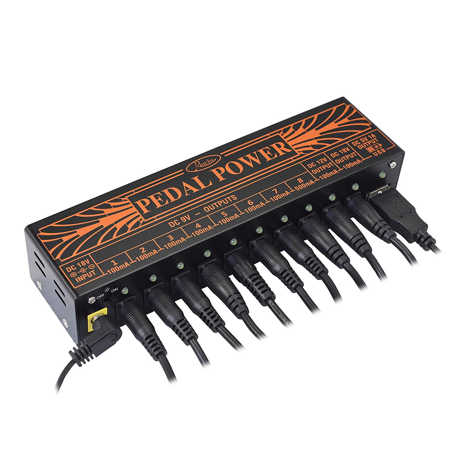 Guitar Pedal Power Supply 5V/9V/12V/18V Charging Rowin PW-01 Multi Circuit Power Supply For Pedals: Default Title